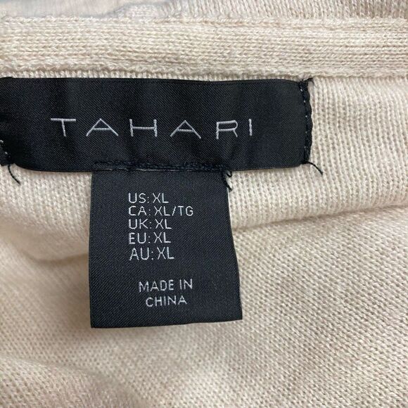 TAHARI Cardigan Ivory/Cream Hooded Long Sleeves Size XL - Picture 10 of 11